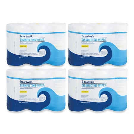 Boardwalk Disinfecting Wipes, 8 x 7, Lemon Scent, 75/Canister, PK12 BWK455W753CT